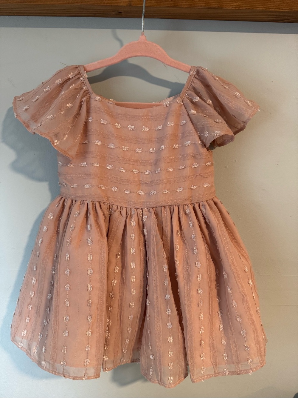Pastourelle Dusty Rose Girls' Party Dress with Flutter Sleeves